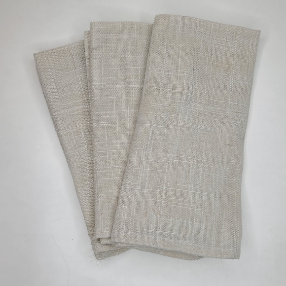 Saro Lifestyle Solid Color Linen Blend Set of 12 Natural, 20" - Picture 2 of 9